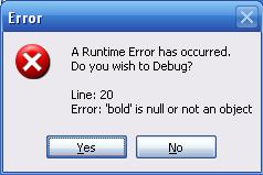 runtime error dialog