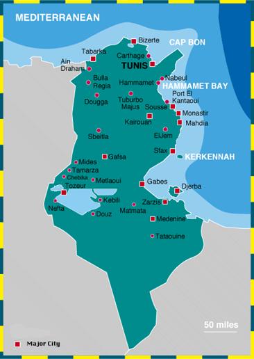 full general map of Tunisia ...